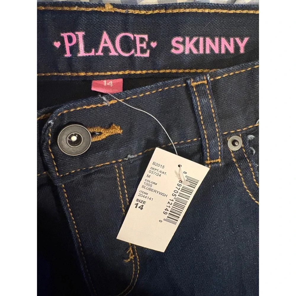 The Childrens Place Girls Skinny Jeans Blueberry Wash Dark Indigo Denim Size 14